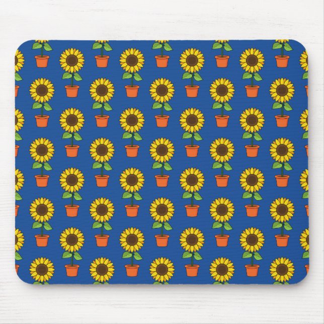 Sunflower Plant in a Pot Pattern Mouse Pad (Front)