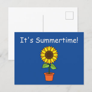 Sunflower Plant in a Pot Personalize Holiday Postcard