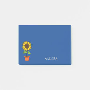 Sunflower Plant in a Pot Personalize Post-it Notes
