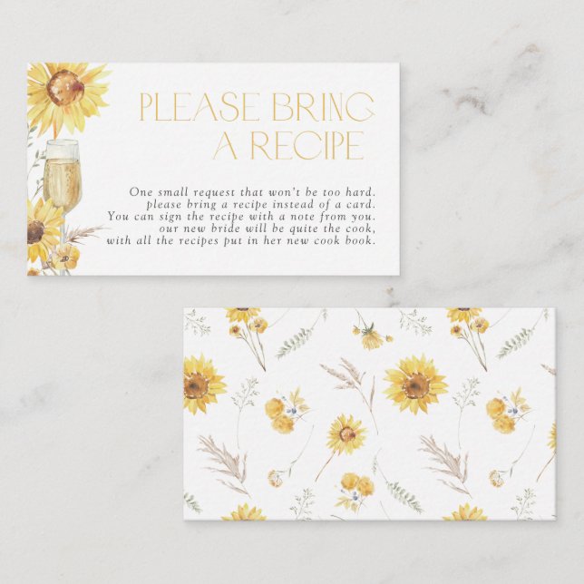 Sunflower Please Bring A Recipe Enclosure Card (Front/Back)