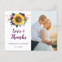 Sunflower Plum Purple Rose Lights Photo Thank You