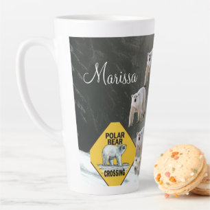 Sunflower Polar Bear Floral  Latte Mug