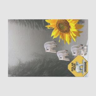 Sunflower Polar Bear Floral Tissue Paper