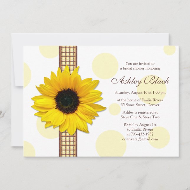 Sunflower Polka Dot Bridal Shower Invitation (Front)