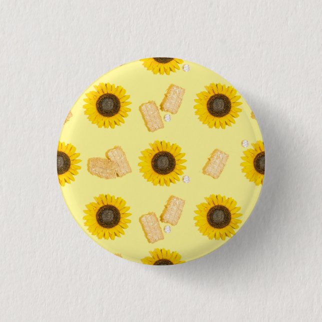 sunflower power 1 inch round button (Front)