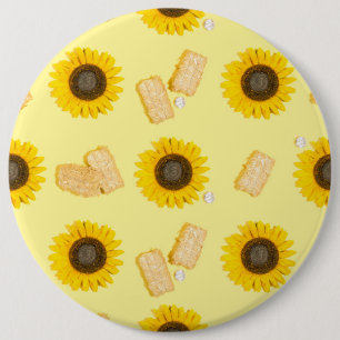sunflower power 6 inch round button