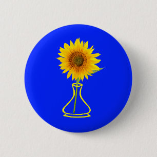 Sunflower Power Sunflower and Vase 2 Inch Round Button