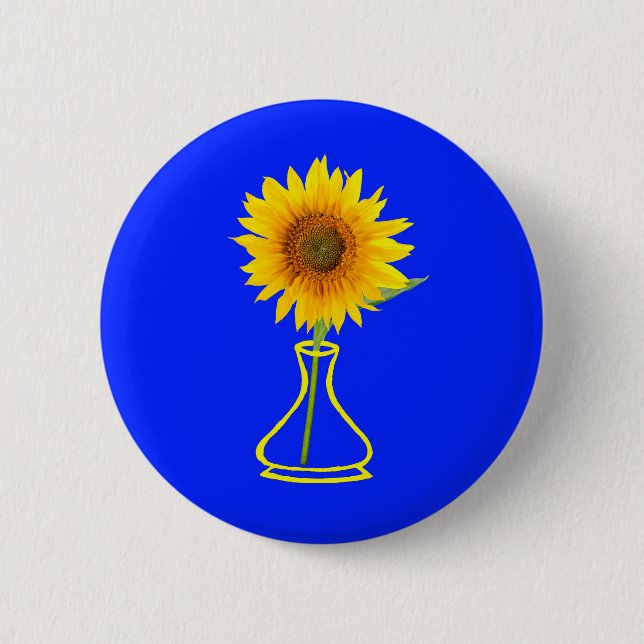 Sunflower Power Sunflower and Vase 2 Inch Round Button (Front)