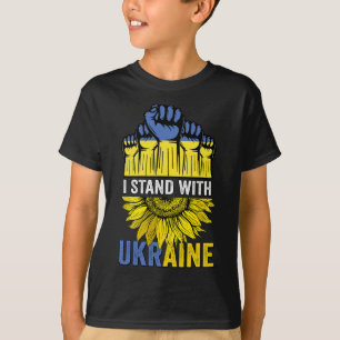 Sunflower Pray For Ukraine Flag I Stand With Ukrai T-Shirt