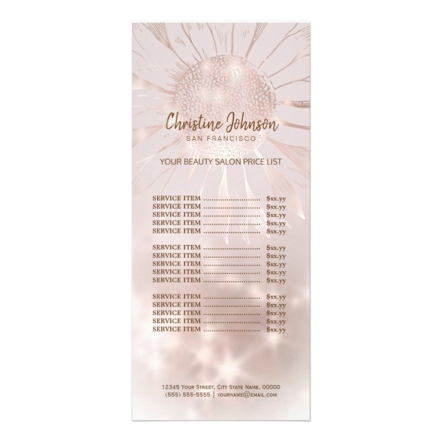 sunflower price list rack card (Front)