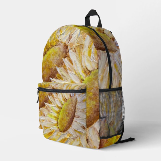Sunflower Printed Backpack (Back Corner Right)