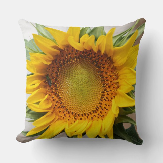 Sunflower Printed Decorative Pillow (Front)