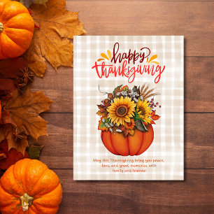 Sunflower Pumpkin Autumn Harvest Thanksgiving Holiday Postcard