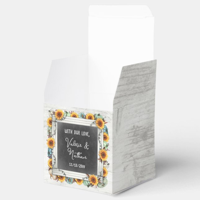 Sunflower Pumpkin Rustic Country Fall Farm Wedding Favor Box (Opened)