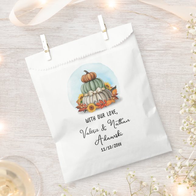 Sunflower Pumpkin Rustic Country Fall Farm Wedding Favour Bag (Clipped)