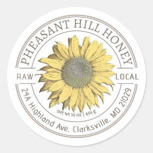 Sunflower Pure Raw Honey Label