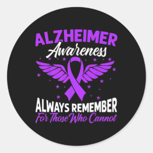 Sunflower Purple Ribbon Brain Heimerheimer Awarene Classic Round Sticker