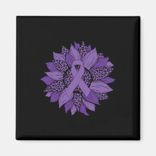 Sunflower Purple Ribbon Fibromyalgia Awareness Mon Magnet