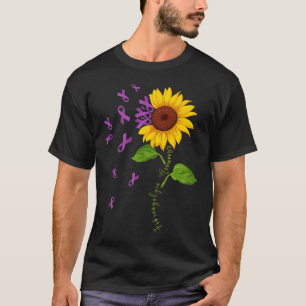 Sunflower Purple Ribbon Fibromyalgia Awareness Mon T-Shirt
