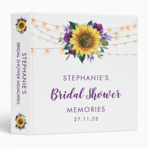 Sunflower Purple Rose Lights Bridal Shower Photo Binder