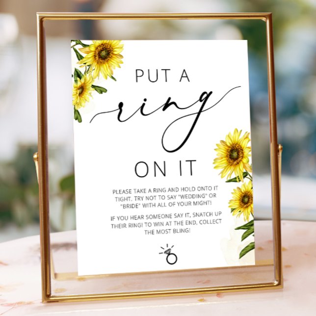 Sunflower Put A Ring on It Game Bridal Shower Sign (Creator Uploaded)