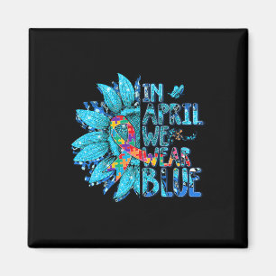 Sunflower Puzzle In April We Wear Blue Autism Awar Magnet
