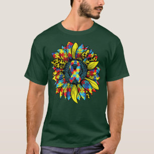 Sunflower Puzzle Ribbon Autism Awareness Accept Lo T-Shirt