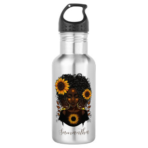 Sunflower Queen Afro Woman 532 Ml Water Bottle