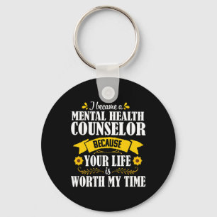 Sunflower Quote Cute Mental Health Counsellor Coun Keychain