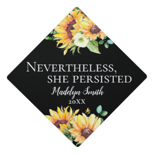 Sunflower Quote Graduation Cap Topper