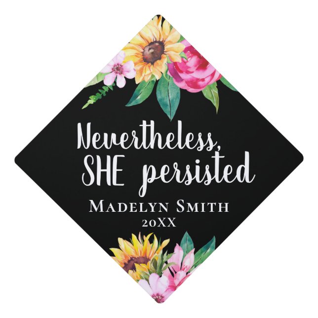 Sunflower Quote Graduation Cap Topper (Front)