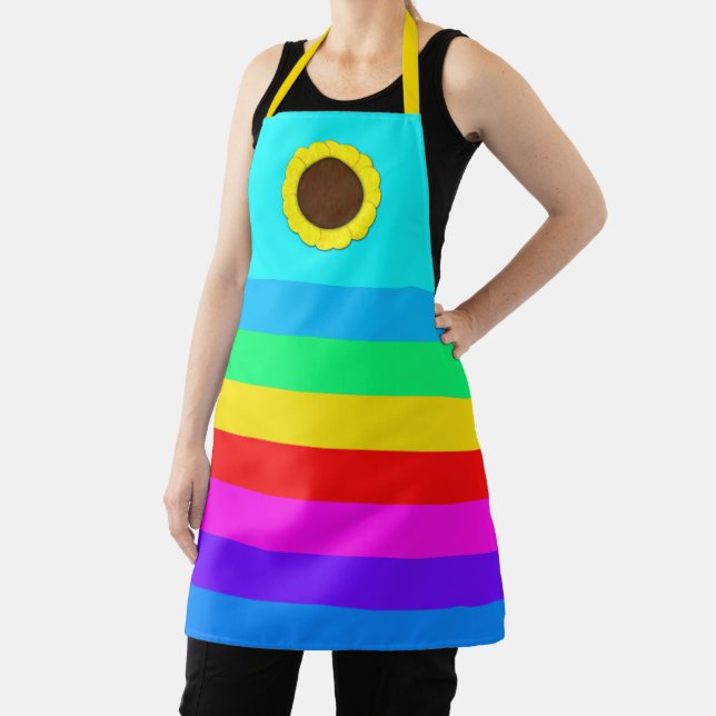 Sunflower Rainbow Stripe Apron (Insitu)