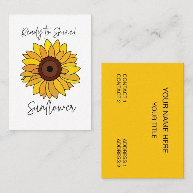 Sunflower Ready To Shine Sunflower Business Card (Front/Back)