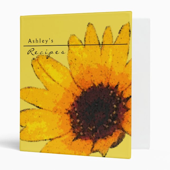 Sunflower Recipe 3 Ring Notebook Binder (Front/Inside)