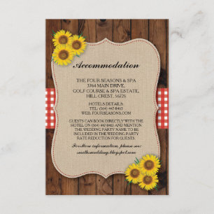 Sunflower Red Hébergement Burlap Cartes de mariage