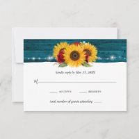 Sunflower Red Rose Rustic Wood Teal Wedding