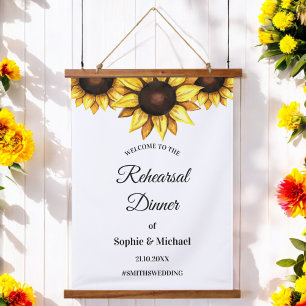 Sunflower Rehearsal Dinner Welcome Hanging Tapestry