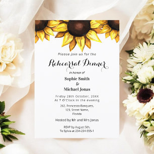 Sunflower Rehearsal Dinner Yellow White Floral Invitation
