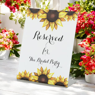 Sunflower Reserved Floral Party Yellow White Pedestal Sign