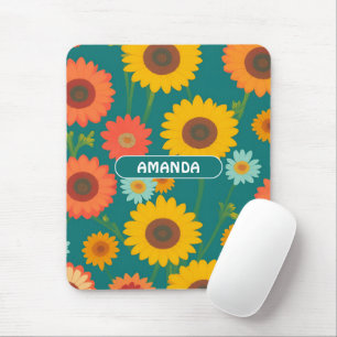 Sunflower Retro Colourful Personalized Pattern Mouse Pad
