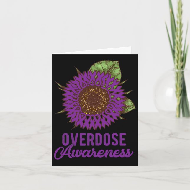 Sunflower Ribbon Overdose Awareness Supporter  Card (Front)