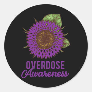 Sunflower Ribbon Overdose Awareness Supporter Classic Round Sticker