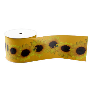Sunflower Ribbon Paper Customized Flower Ribbon Grosgrain Ribbon