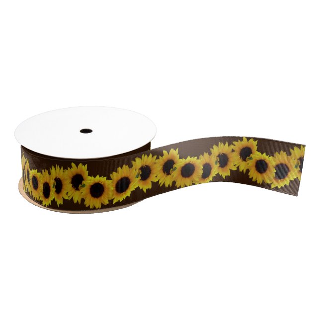 Sunflower Ribbon Paper Customized Flower Ribbon Grosgrain Ribbon (Spool)