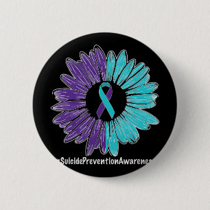 Sunflower Ribbon Suicide Prevention Awareness  2 Inch Round Button