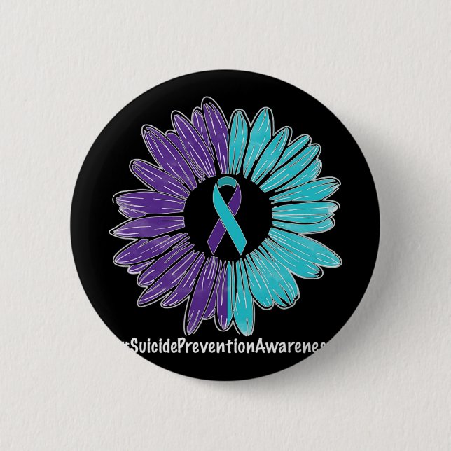Sunflower Ribbon Suicide Prevention Awareness  2 Inch Round Button (Front)
