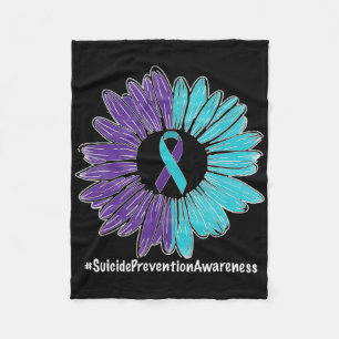 Sunflower Ribbon Suicide Prevention Awareness  Fleece Blanket