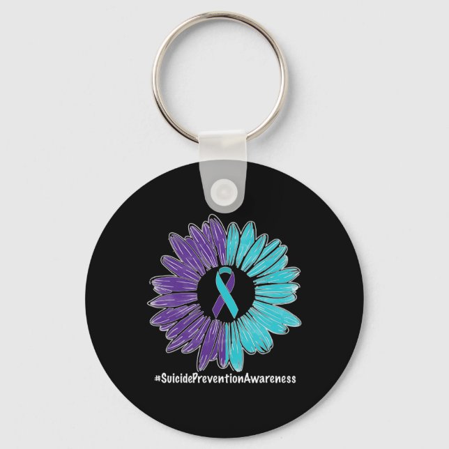 Sunflower Ribbon Suicide Prevention Awareness  Keychain (Front)