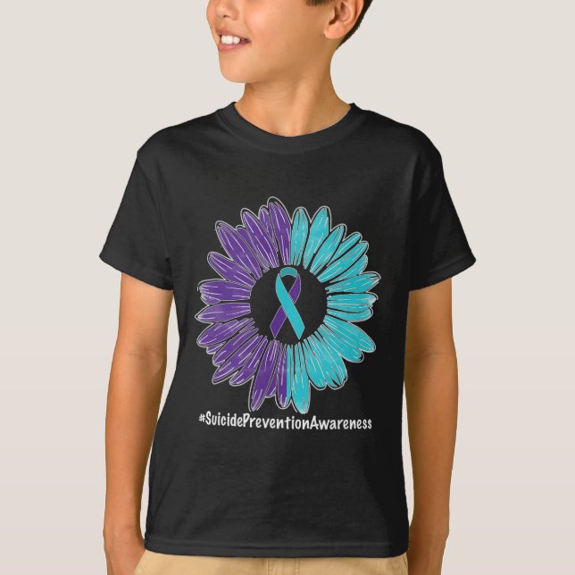 Sunflower Ribbon Suicide Prevention Awareness  T-Shirt (Front)