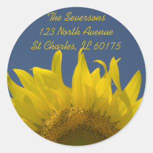 Sunflower Rising Return Address Classic Round Sticker